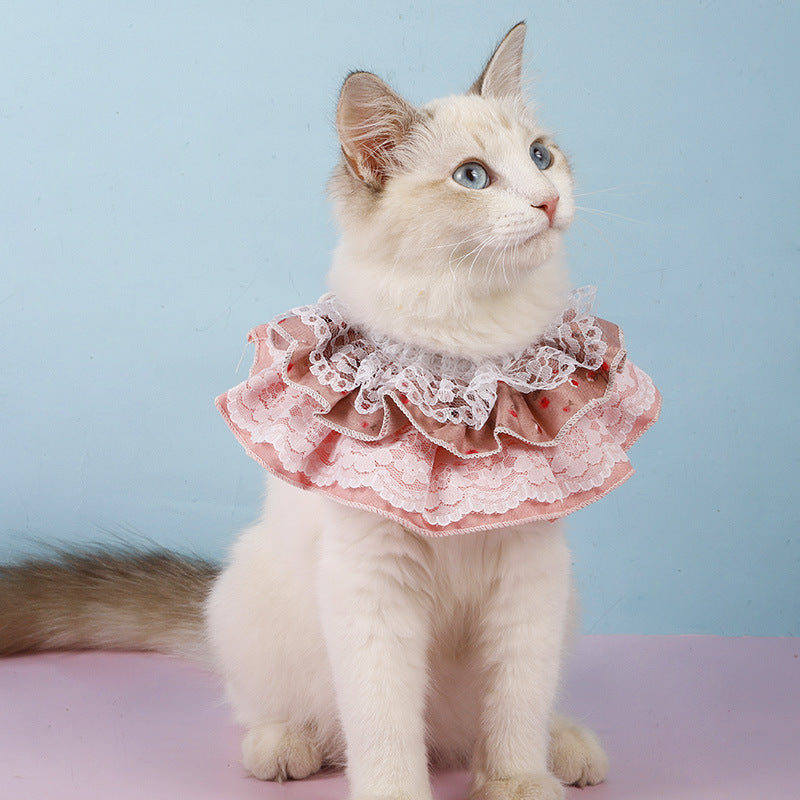 Cat Collar Multi-Layer Lace Floral Fashion Korean Pet Scarf Accessories