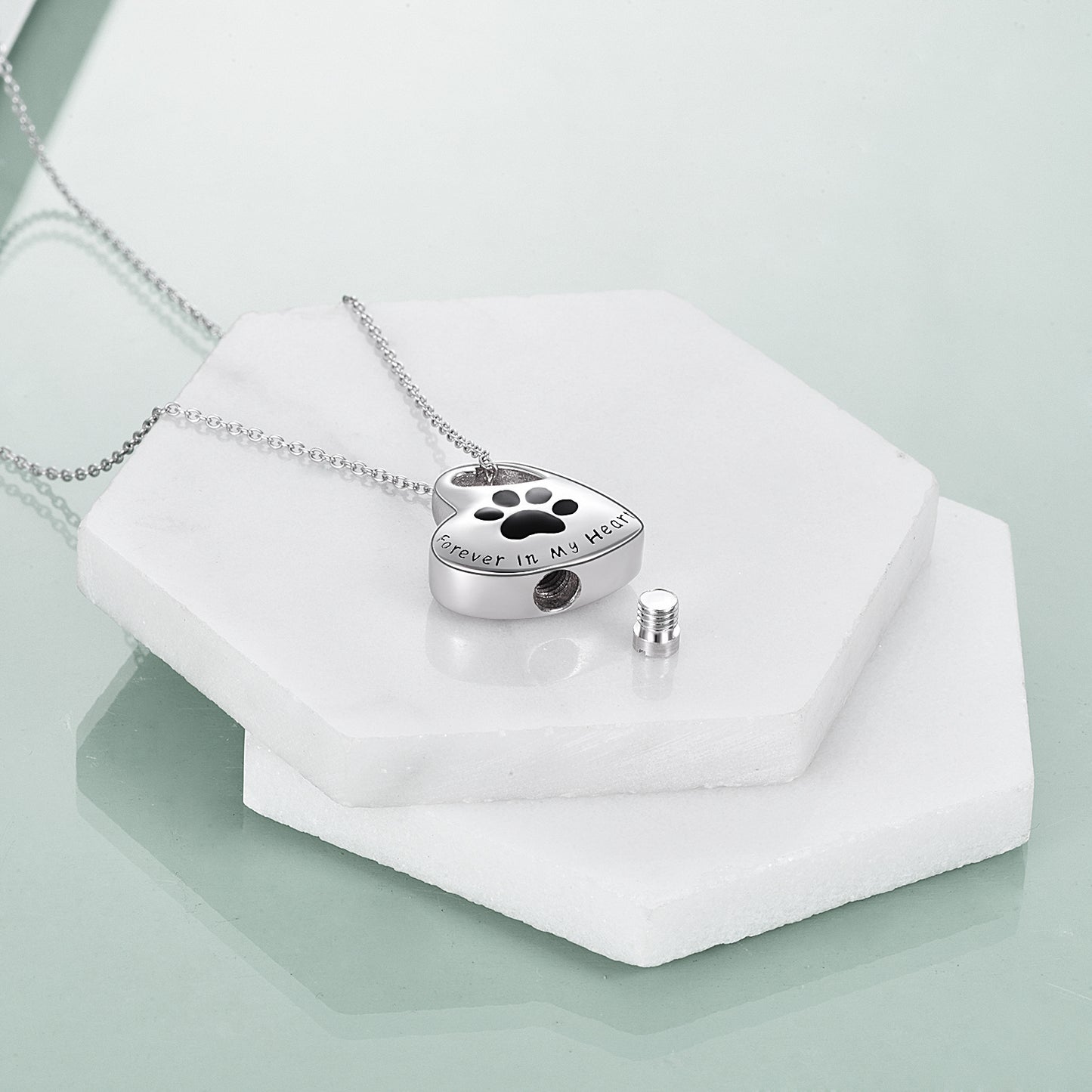 Sterling Silver Pet Paw Urn Necklace