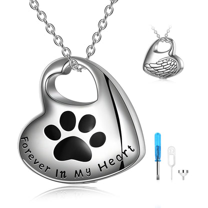 Sterling Silver Pet Paw Urn Necklace